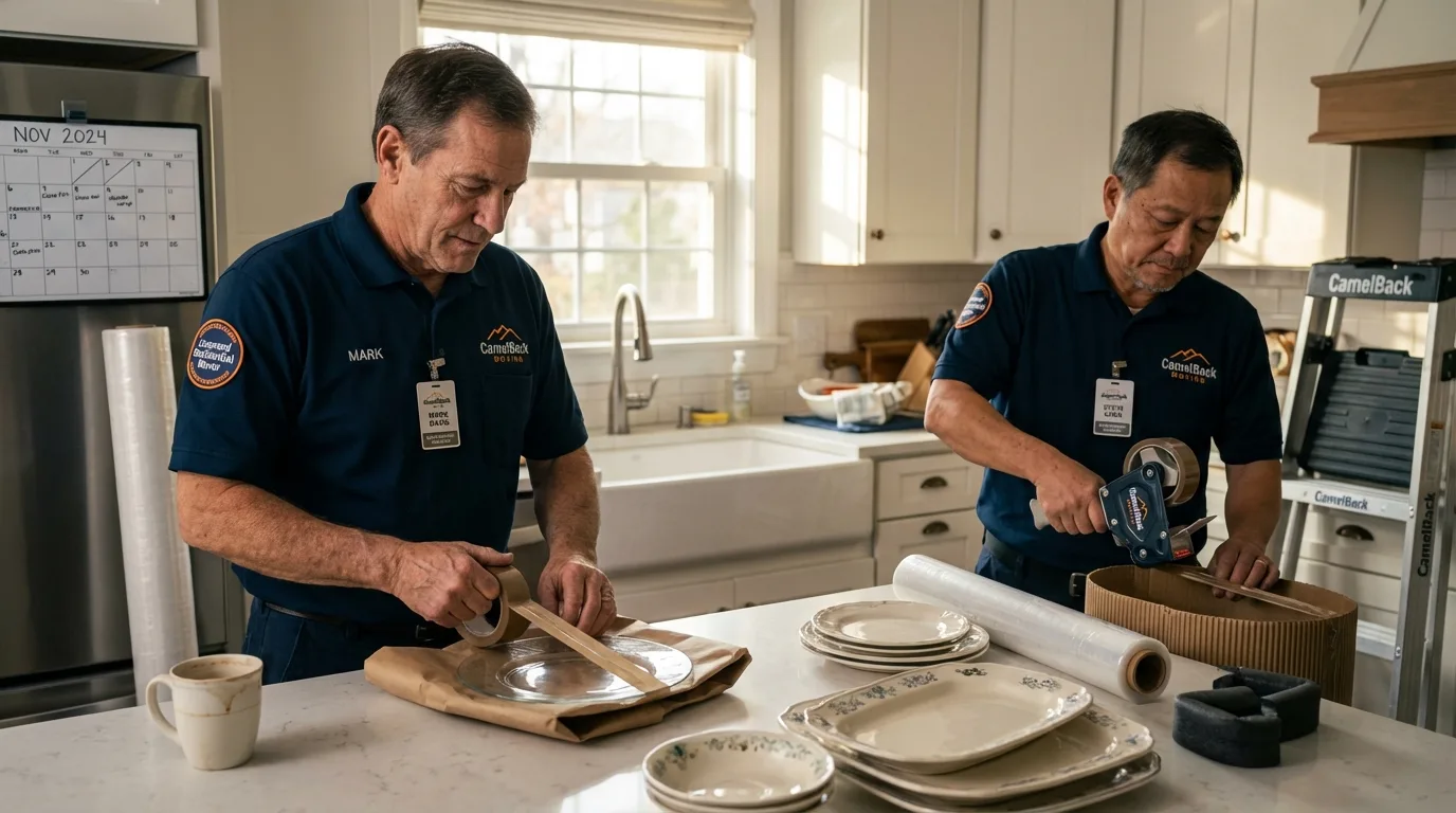 Professional crew packing kitchen dishware in Charlotte Court House, VA