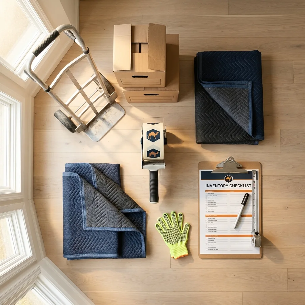 Professional moving supplies and packing materials layout for Charlotte Court House residential relocations